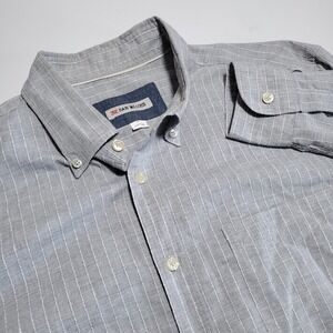 32 Bar Blues Mens Large Long Sleeve Button Gray Stripe Shirt Italy